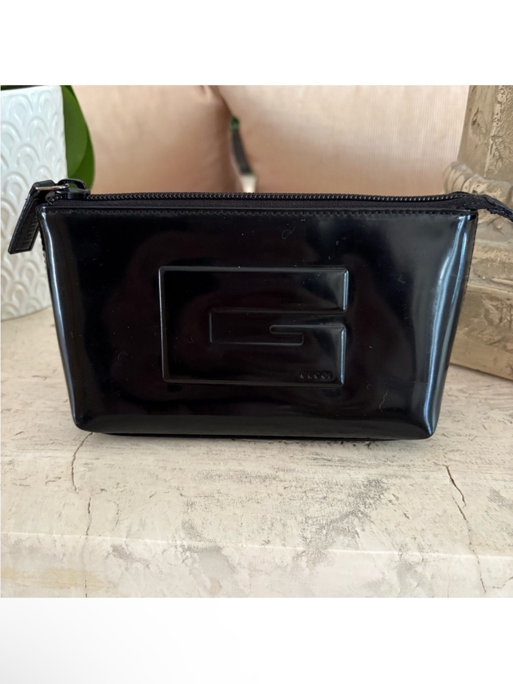 GUCCI TOM FORD ERA Glossy Black Patent Cosmetic Pouch Clutch Vintage Y2K RARE❣️